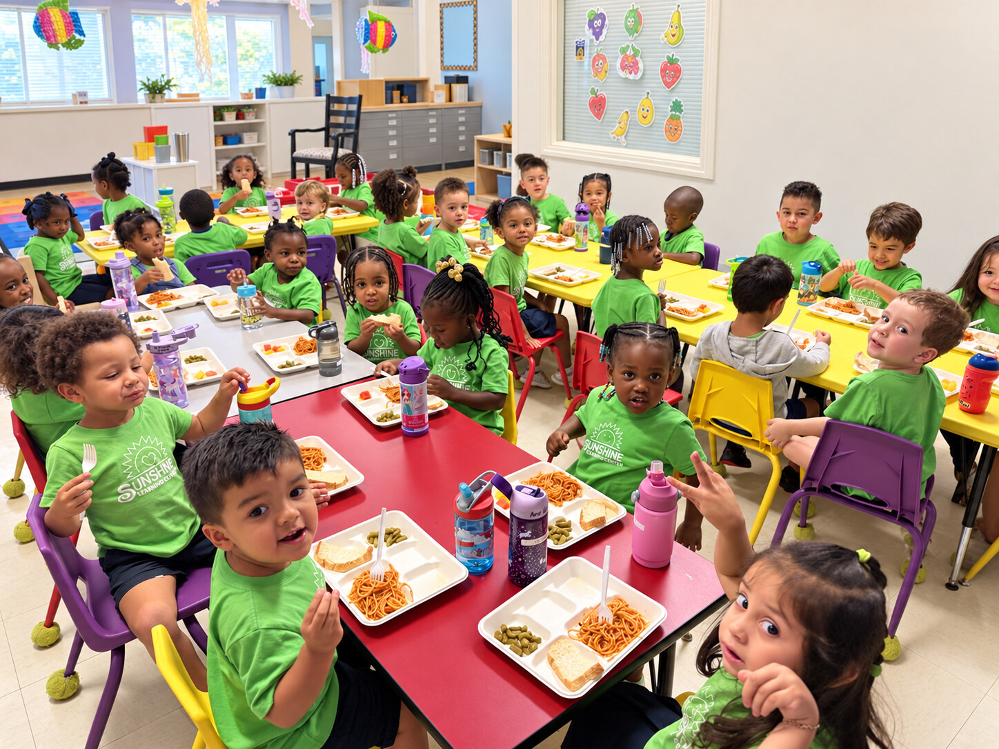 Sunshine Learning Center children enjoying lunch together in their classroom